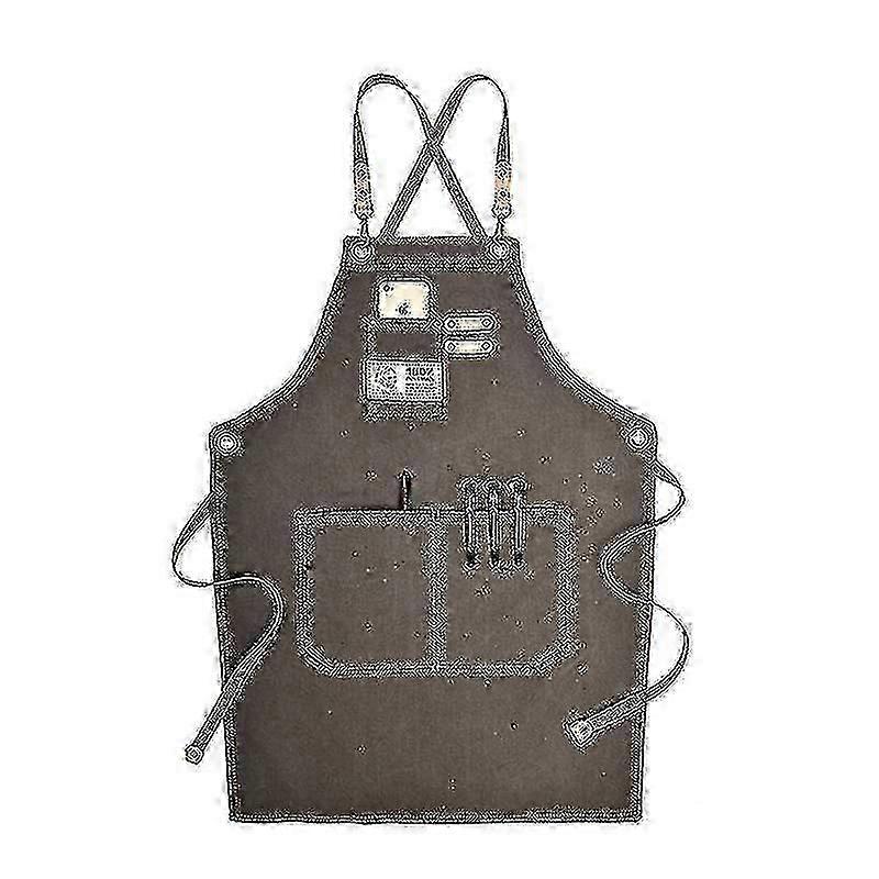 Canvas Work Apron With Adjustable Strap Multi Pockets For Barber Beauty Salon