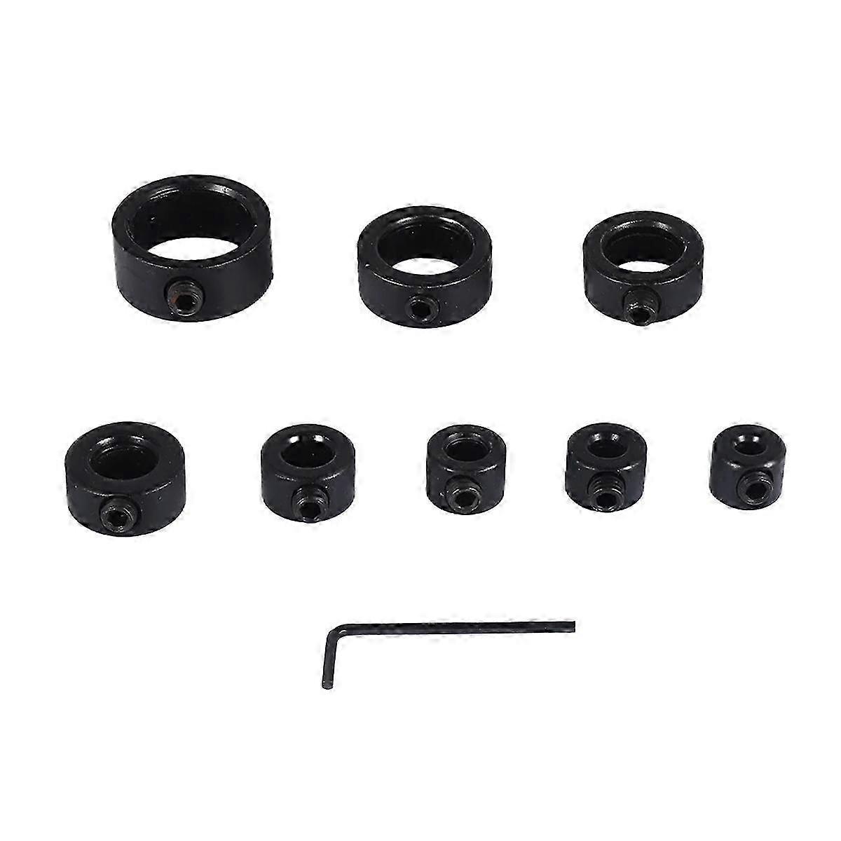 Drill Depth Stop Collar Set: 9PCS Adjustable Drill Bit Collars with Carbon Steel Limit Rings