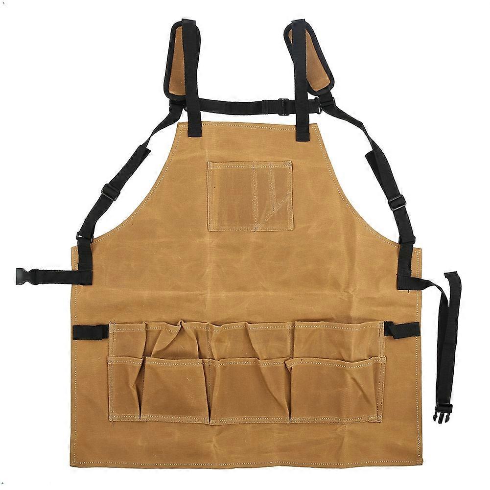 Waxed Canvas Apron, Thick Waterproof Oilproof Garden Workshop Tool Apron