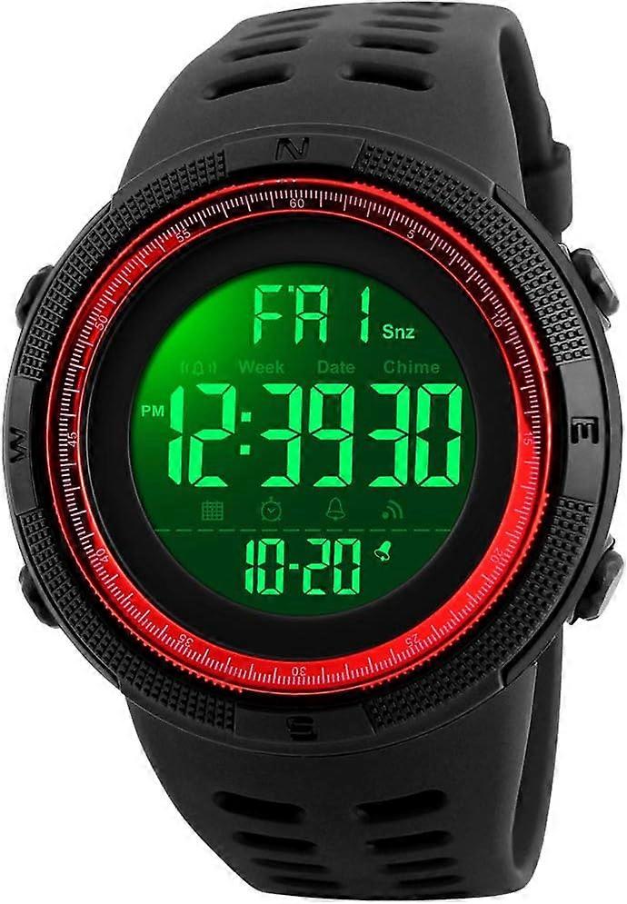 2025 Latest Model Mens Digital LED Sports Watch Military Multifunction 12H/24H Time Dual Time Alarm Countdown Back Light with Simple Desig
