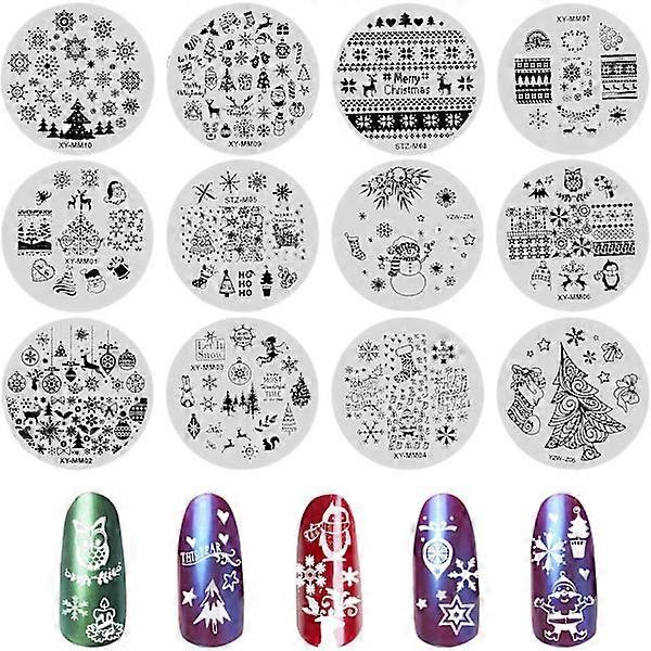 12 pcs Nail Stamp Template Winter Stamp