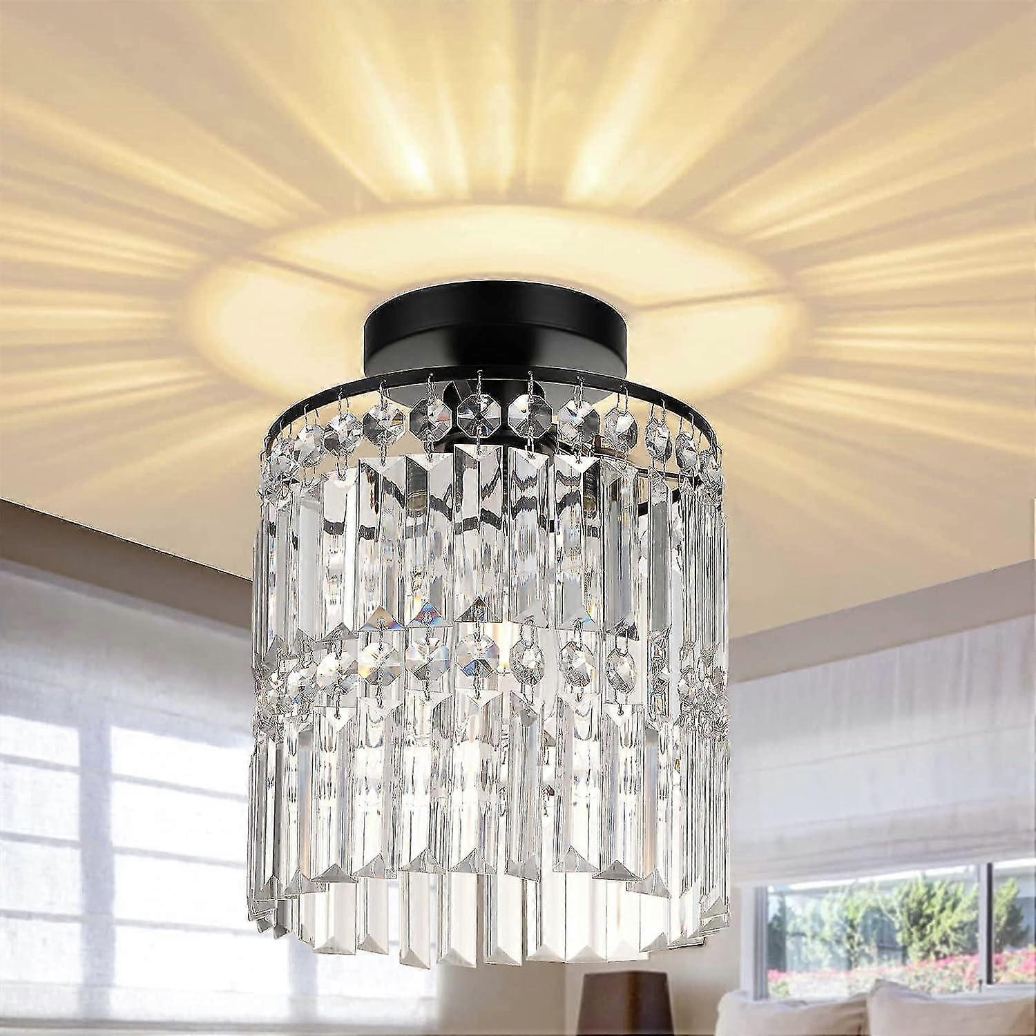 Ceilings - Black Chandelier Crystal Light, Semi-Flush Ceiling Light...