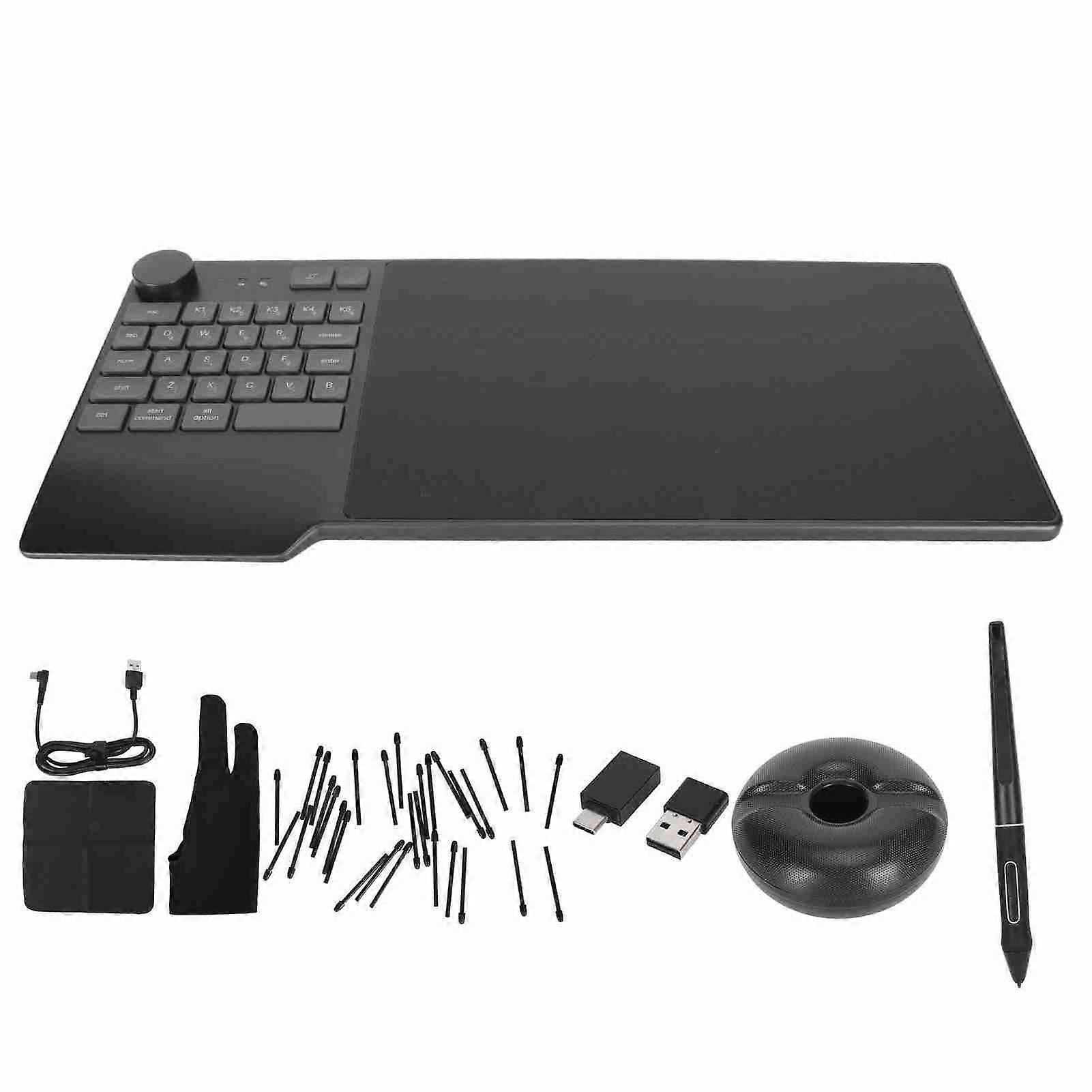 KD200 Wireless Drawing Tablet with Keyboard Dial, 5 Express Keys, Battery-Free Pen, 8.9x5.6in