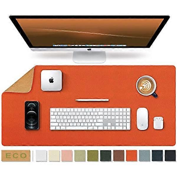 Large Waterproof Cork and Leather Keyboard Pad, Office/Home/Game Desk Mat (Orange, 60 x 30 cm)