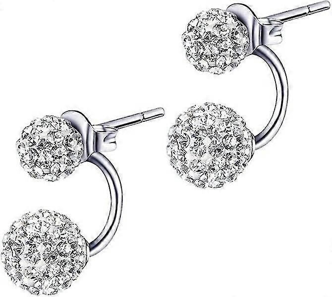 ダブルボールピアス、1個、シルバー925ラウンド