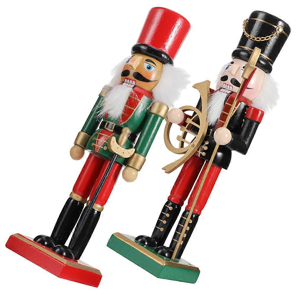 Christmas Nutcracker Wooden Nutcracker Crafts for Decor 2Pcs