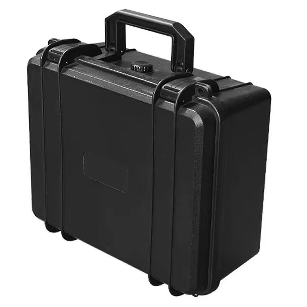 Portable Suitcase Thicken Plastic Hard Case Equipment Hardware Toolbox Large-Capacity Instrument Box with Sponge Black