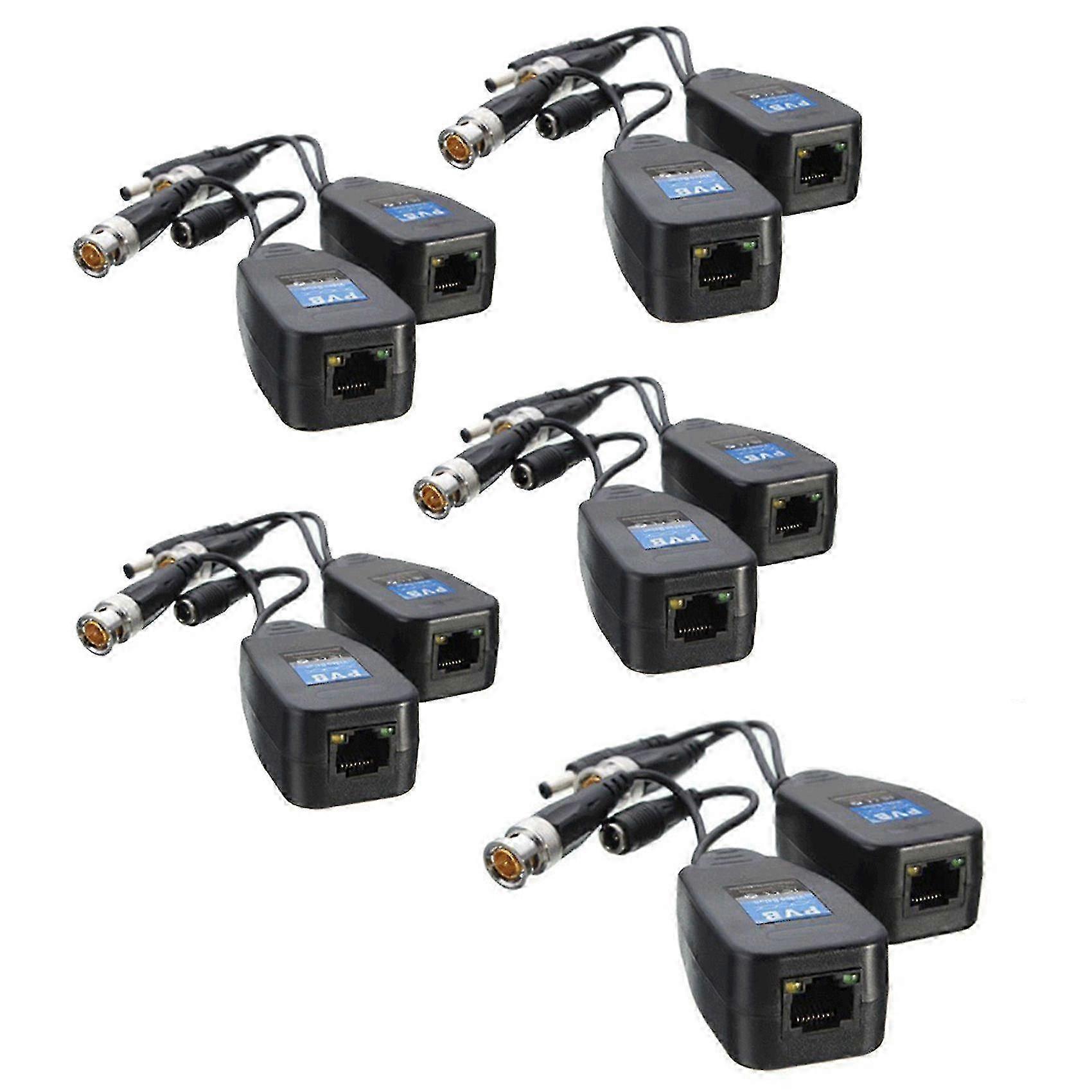 5 ζεύγη Cctv ομοαξονικό Bnc βίντεο δύναμη μπαλούν πομποδέκτη σε Cat5e 6 Rj45 συνδετήρας ομοαξονικός / αναλογικός Hd Pai