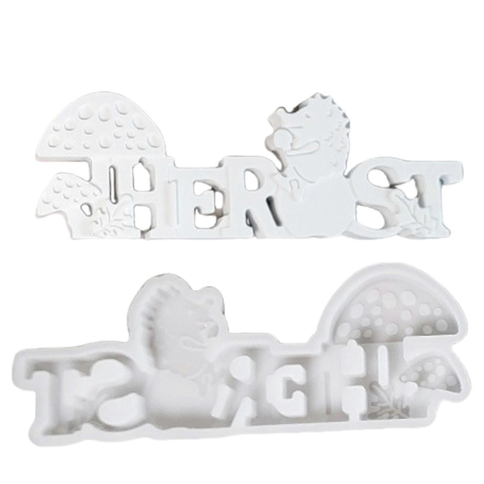 Silicone Molds Plasters Molds Epoxy Resin Molds Autumn Candle Molds Ornament Molds Letters with Hedgehogs Casting Molds Multicolor