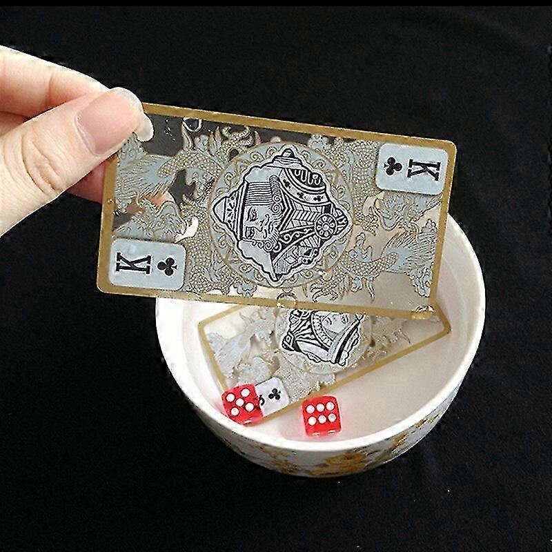 Waterproof Clear Crystal Gold Edge Playing Cards Plastic Poker Cards (Gold)