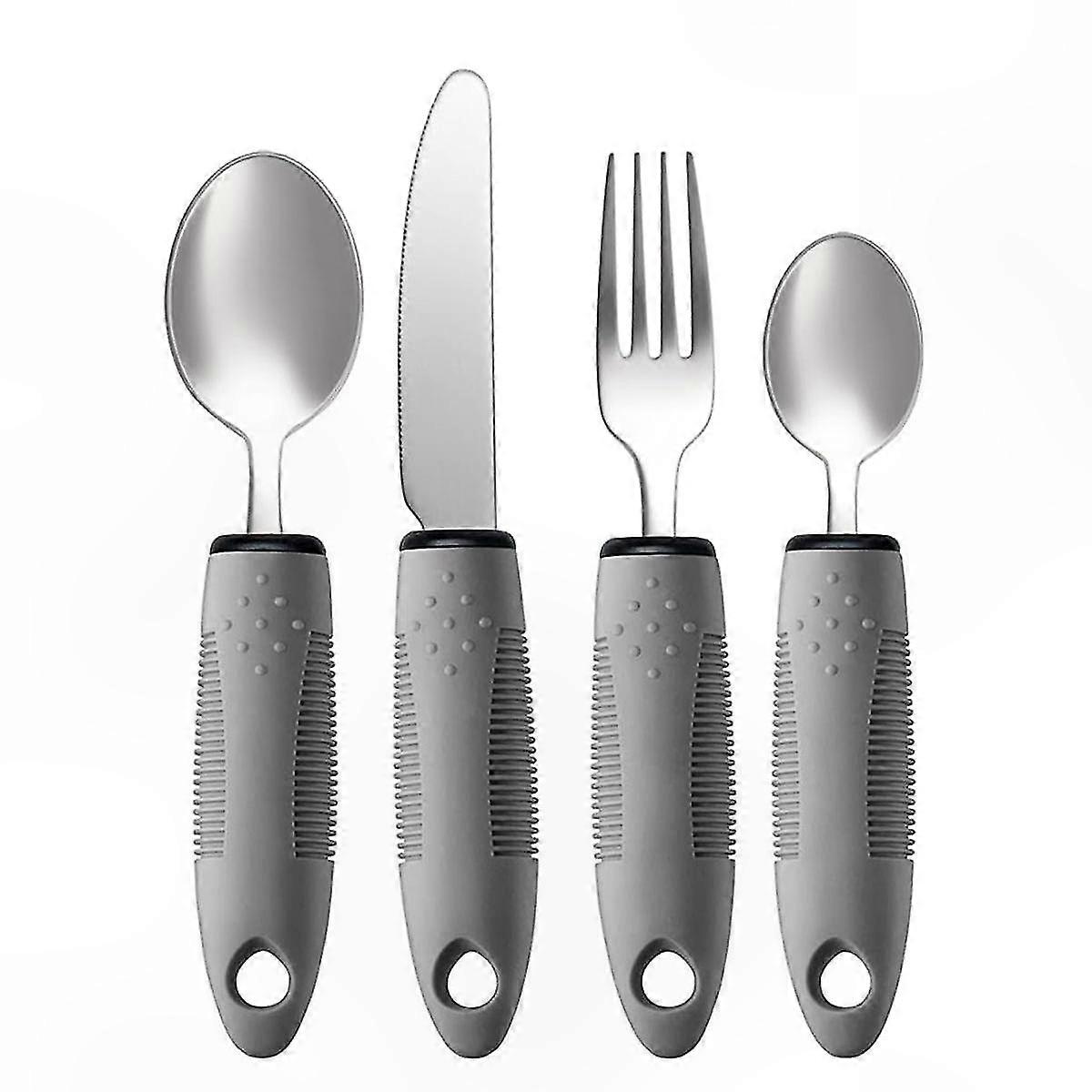 Ergonomic Utensil Set for Hand Tremors, Arthritis, and Parkinson’s, 4-Piece Adaptive Dining Tools