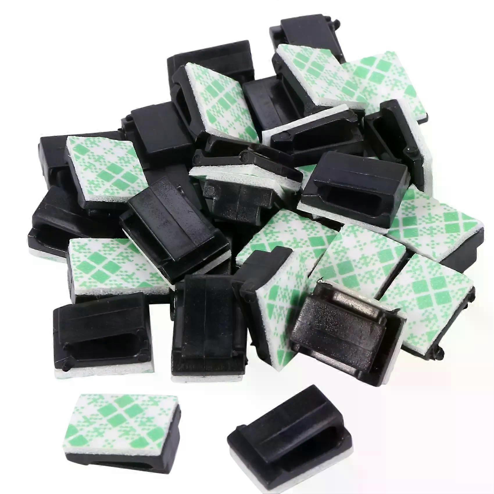 30x Cable holder Cable clip Cable clamp Self-adhesive black