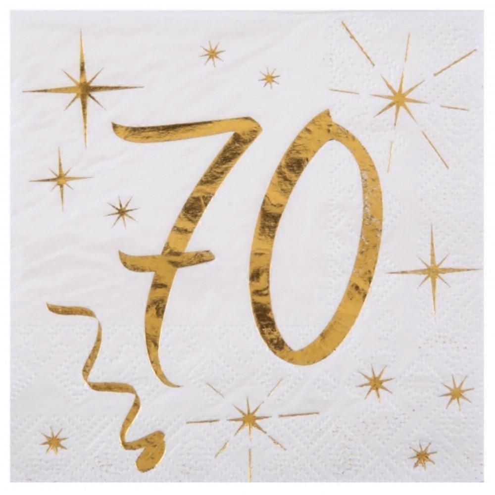 Age 70 Serviettes Cocktail Or x20
