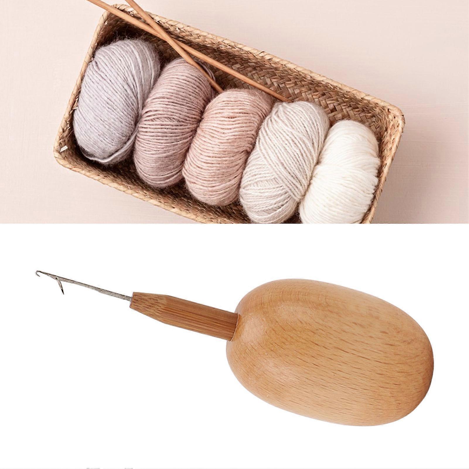 Egg Shaped Darning Tool with Crochet Hook 8x3.7cm Beech Wood