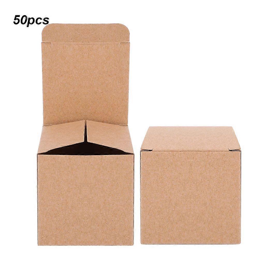 50PCS Kraft Paper Box Folding Retro Gift Boxes Craft Carton Set for Christmas / Wedding50PCs Paper Box / Set (without Hemp Rope)