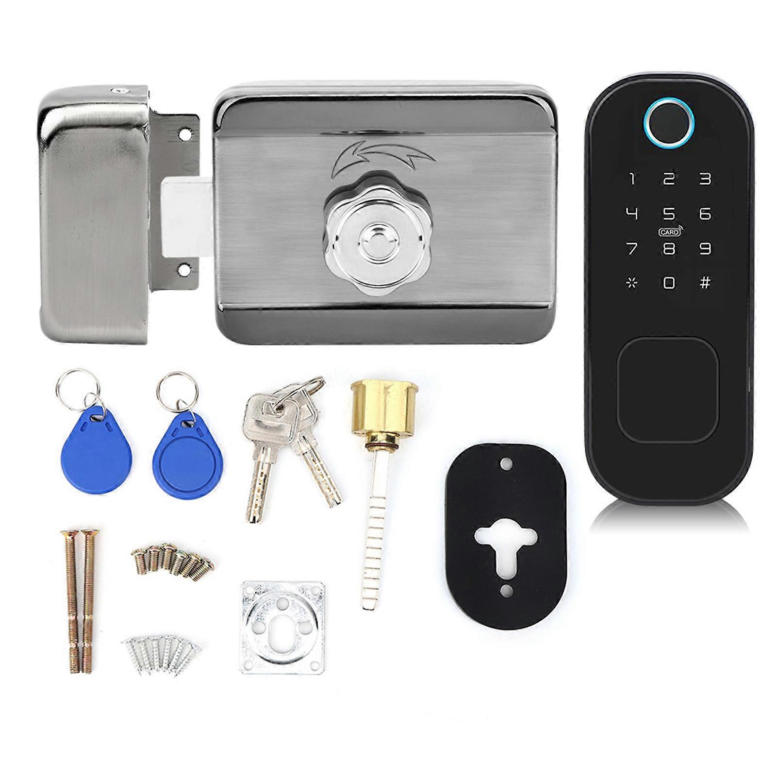 RFID 13.56MHz Fingerprint Password Card Bluetooth APP Electric Lock Anti Theft Access Control Smart Door Lock No Wiring