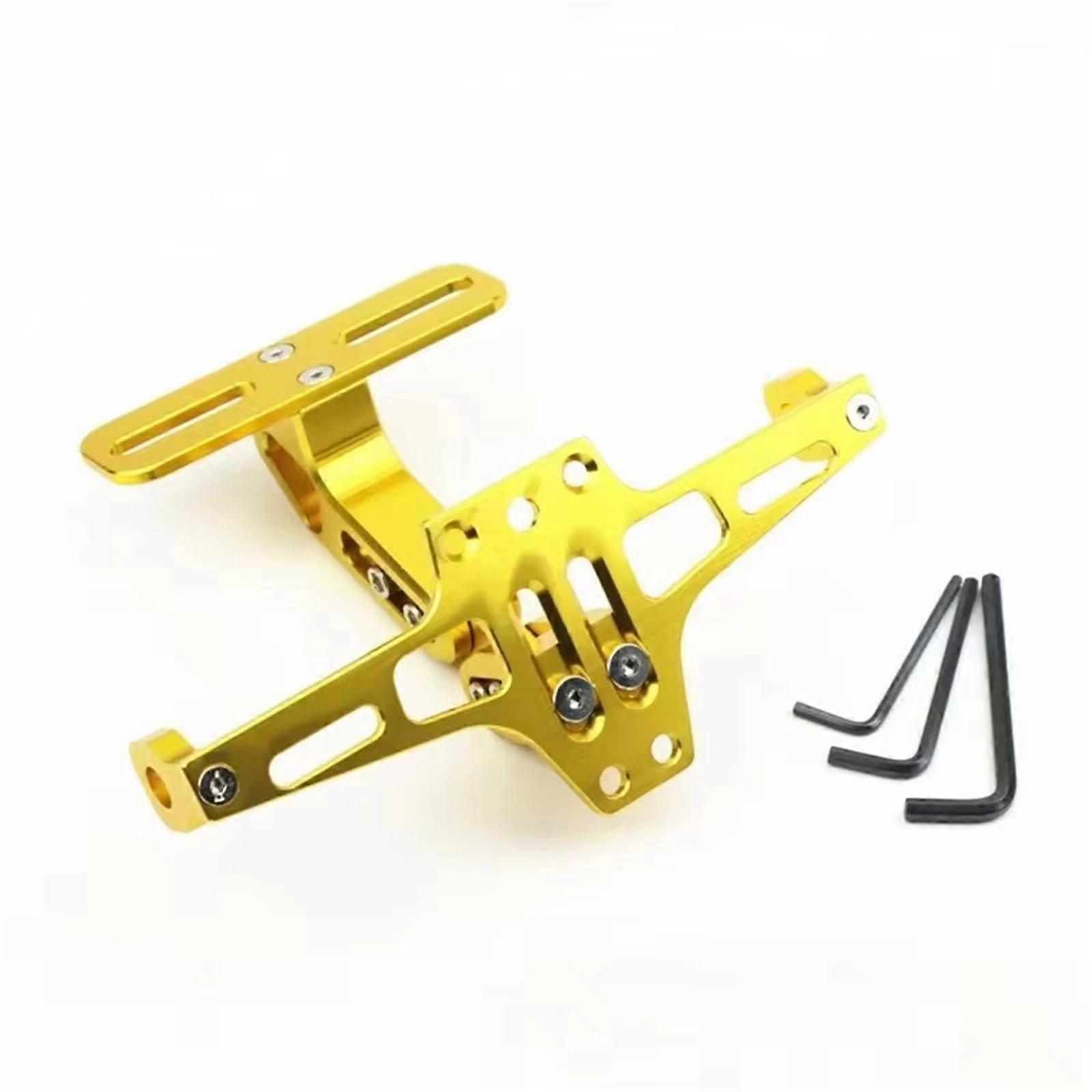 Tail Tidy Universal Adjustable Motorcycle License Plate Bracket CNC Aluminum For Fender Eliminator Yellow