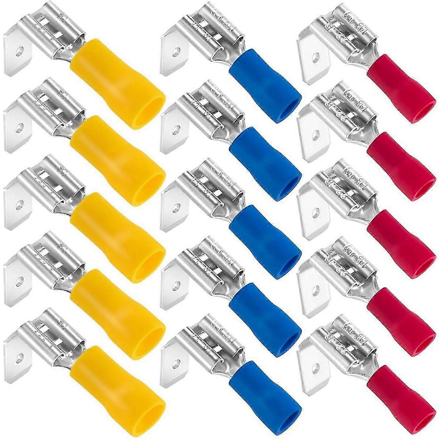 15Pcs Semi-Insulated Piggyback Spade Connectors, Spade Assortment Kit