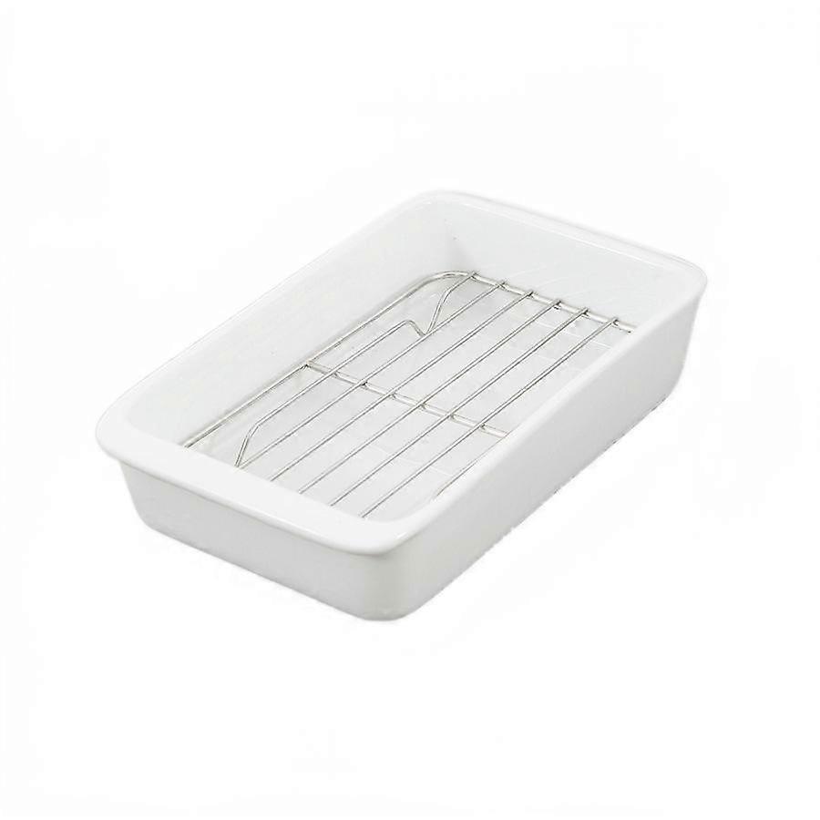 American Ceramic Baking Pan, Large Capacity Kitchen Baking Pan With Iron Rack For Oven Access
