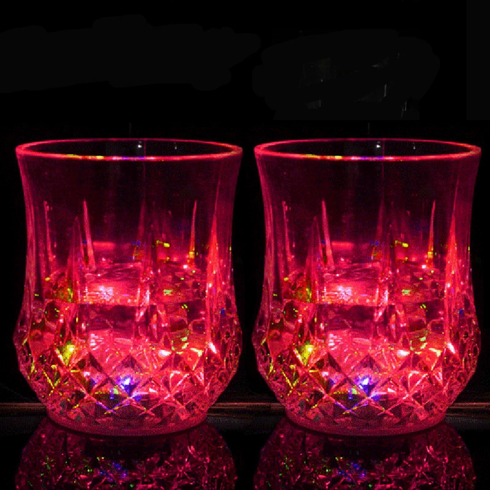Flash Light Up Cup 2 Pack Automatic Water Activated Multicolor LED Drinking Tumblers For Holidays Festivals Parties