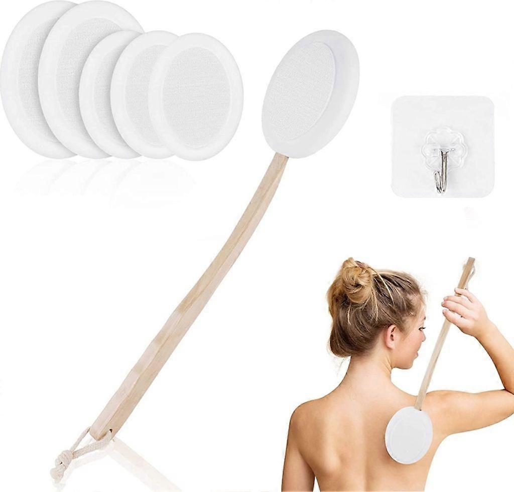 Bath Back Brush, 8 Pack, Back Scrubber with 6 Interchangeable Pads