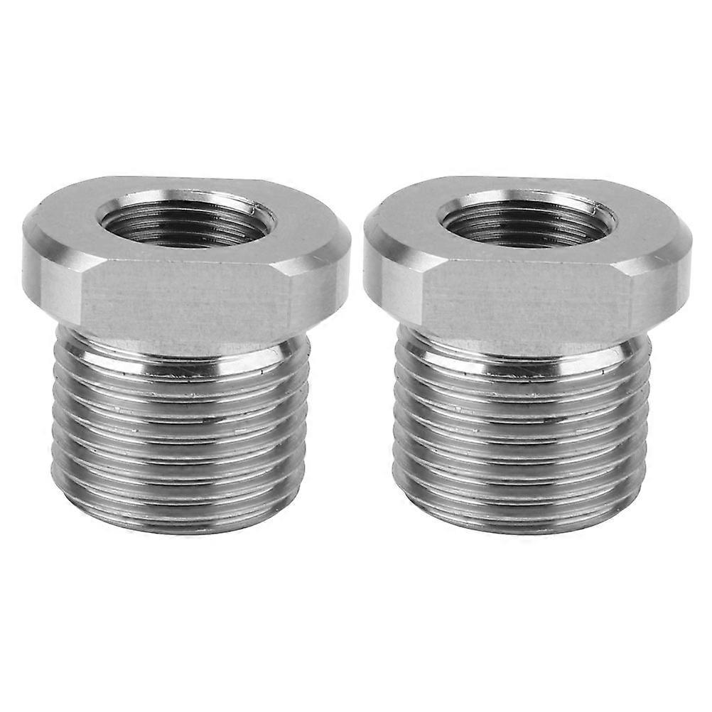Silver Filter Threaded Adapter for Car 2Pcs Stainless Steel Connector
