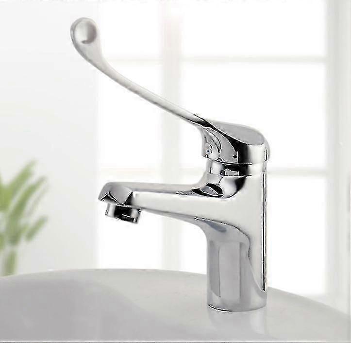 Basin Mixer with Medical Handle, PMR Bathroom Faucet, Chrome, Silver