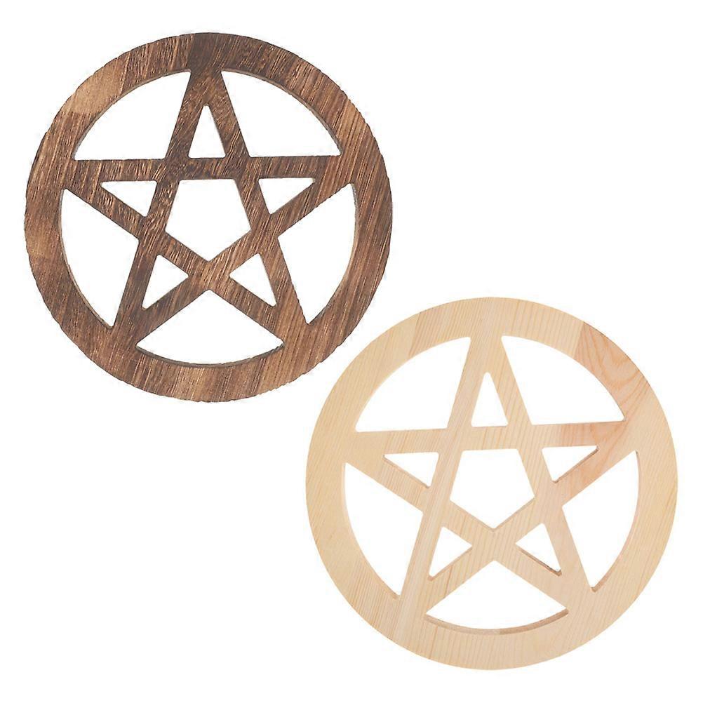 Wooden Pentagram Altar Tile for Rituals Hand Carved 10Pcs Set