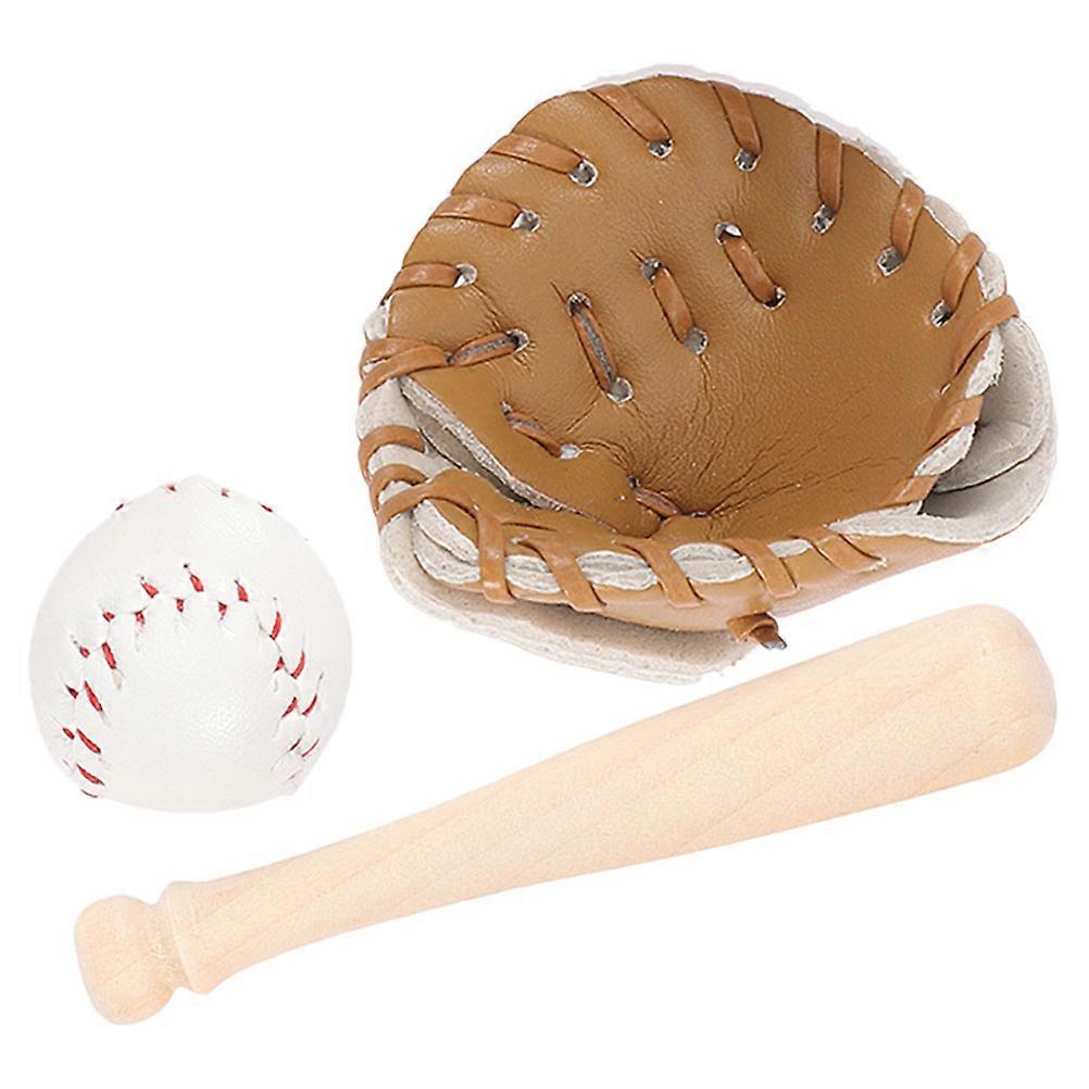 Mini Baseball Toy Decorative Mini Baseball Set for Decoration 4Sets Wood and