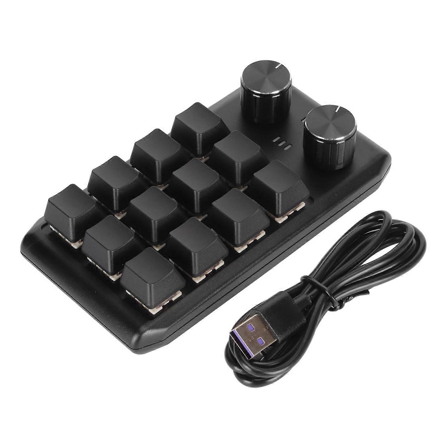 Feature:
1. 12 Keys and 2 Knobs: This mini custom keypad is designed with 12 keys and 2 knobs. You c