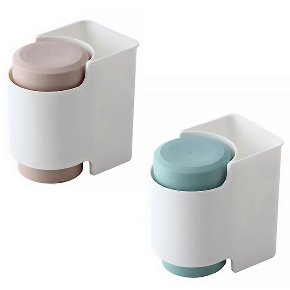 Square Tooth Brush Holder 2 Sets Family Use Bathroom Style Easy Installation 2Pcs