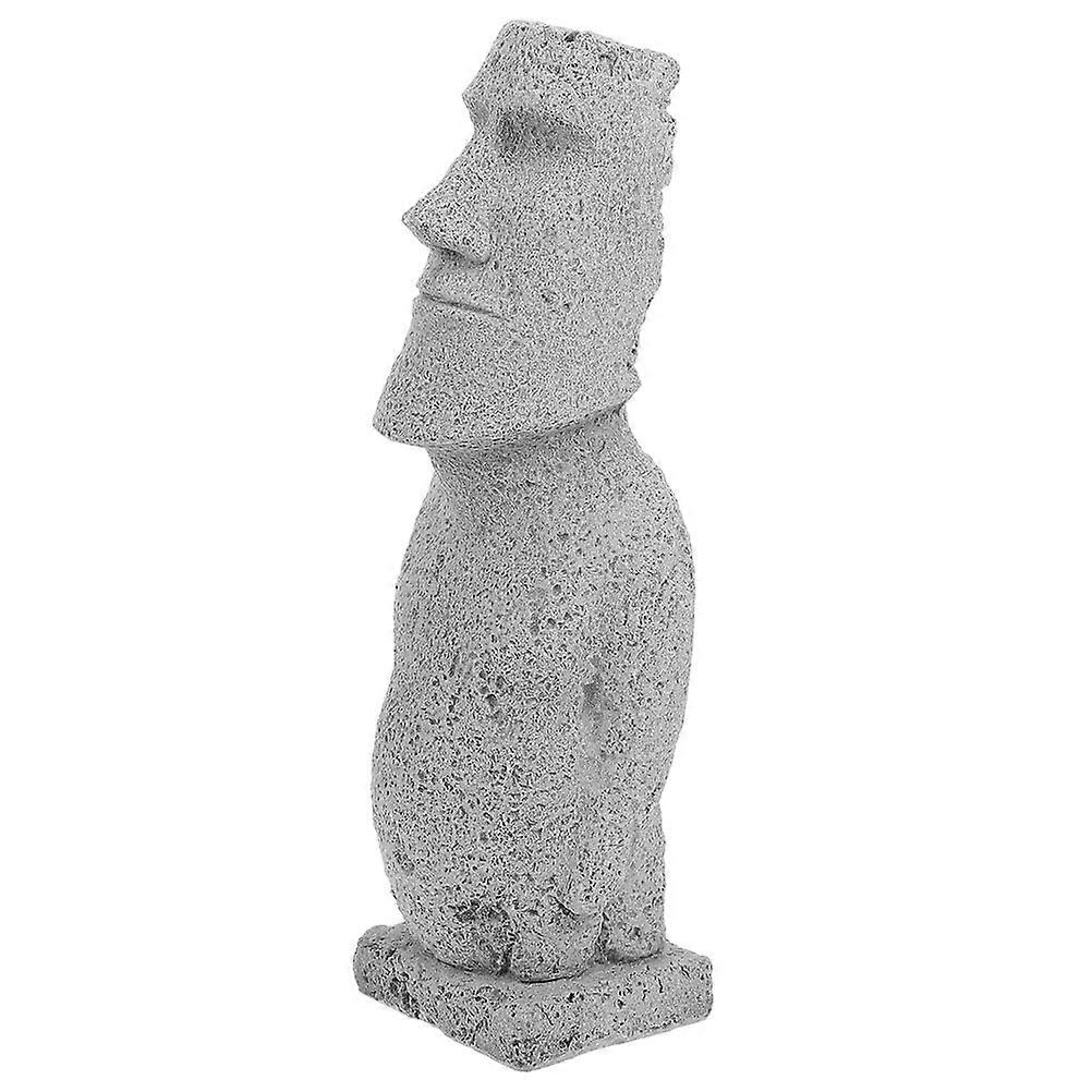 Decorative Moai Statue for Aquarium with 4Pcs Fish Tank Figurines