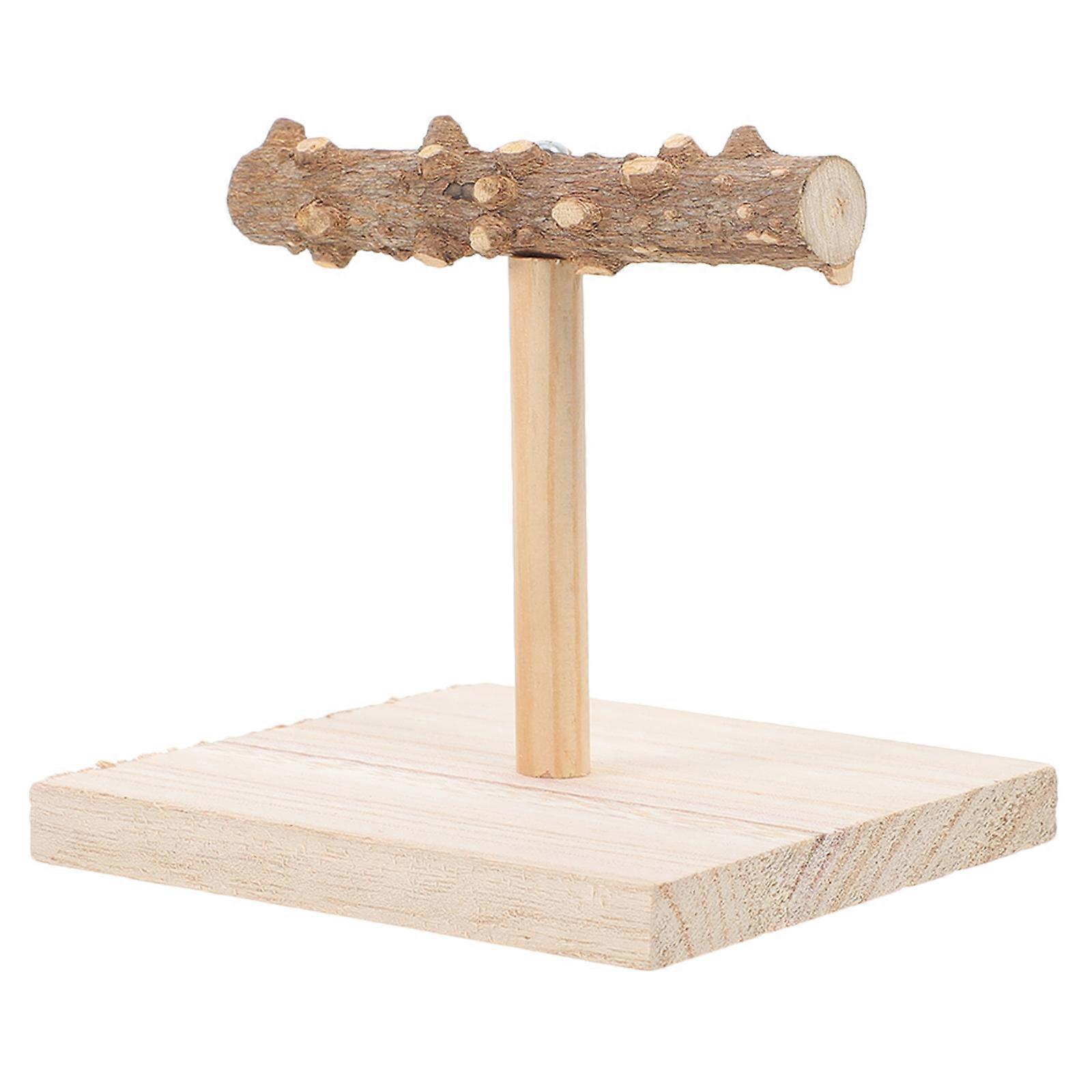 Wooden Parrot Training Stand for Bird with 2Pcs Desktop Perch Toy