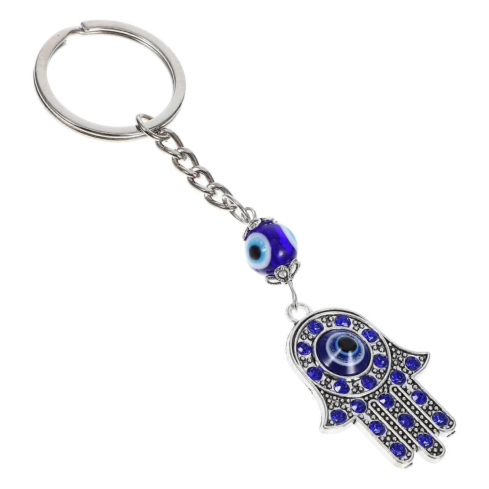 Blue Eye Keychain Pendant Evil Eye Hand Charm for Home Use 4Pcs