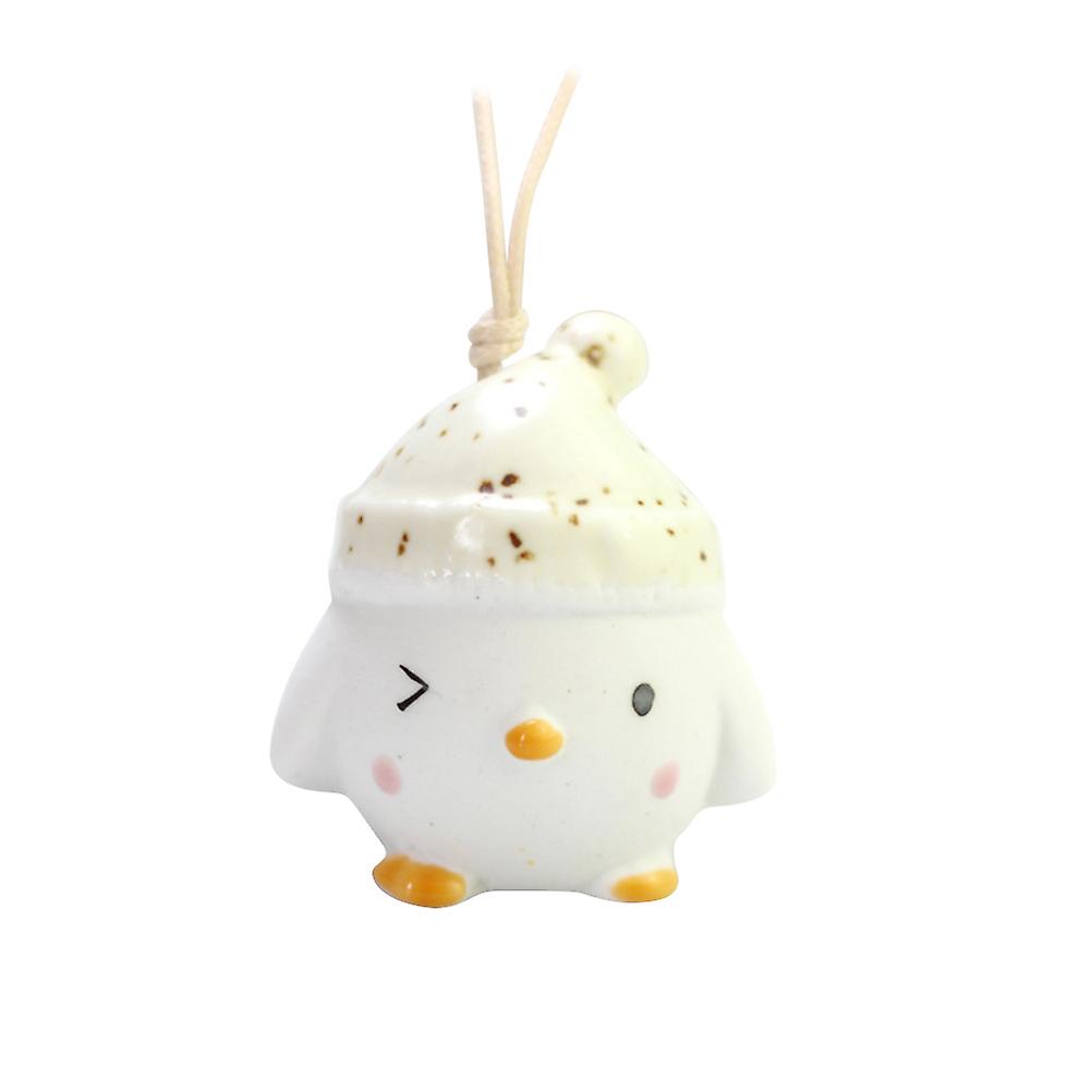 Ceramic Hanging Pendant with Bell for Home Decor Chick Shape 3Pcs
