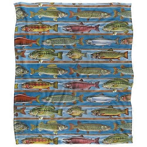 JQ Licensing Silky Patterned Fishing Supersoft Blanket