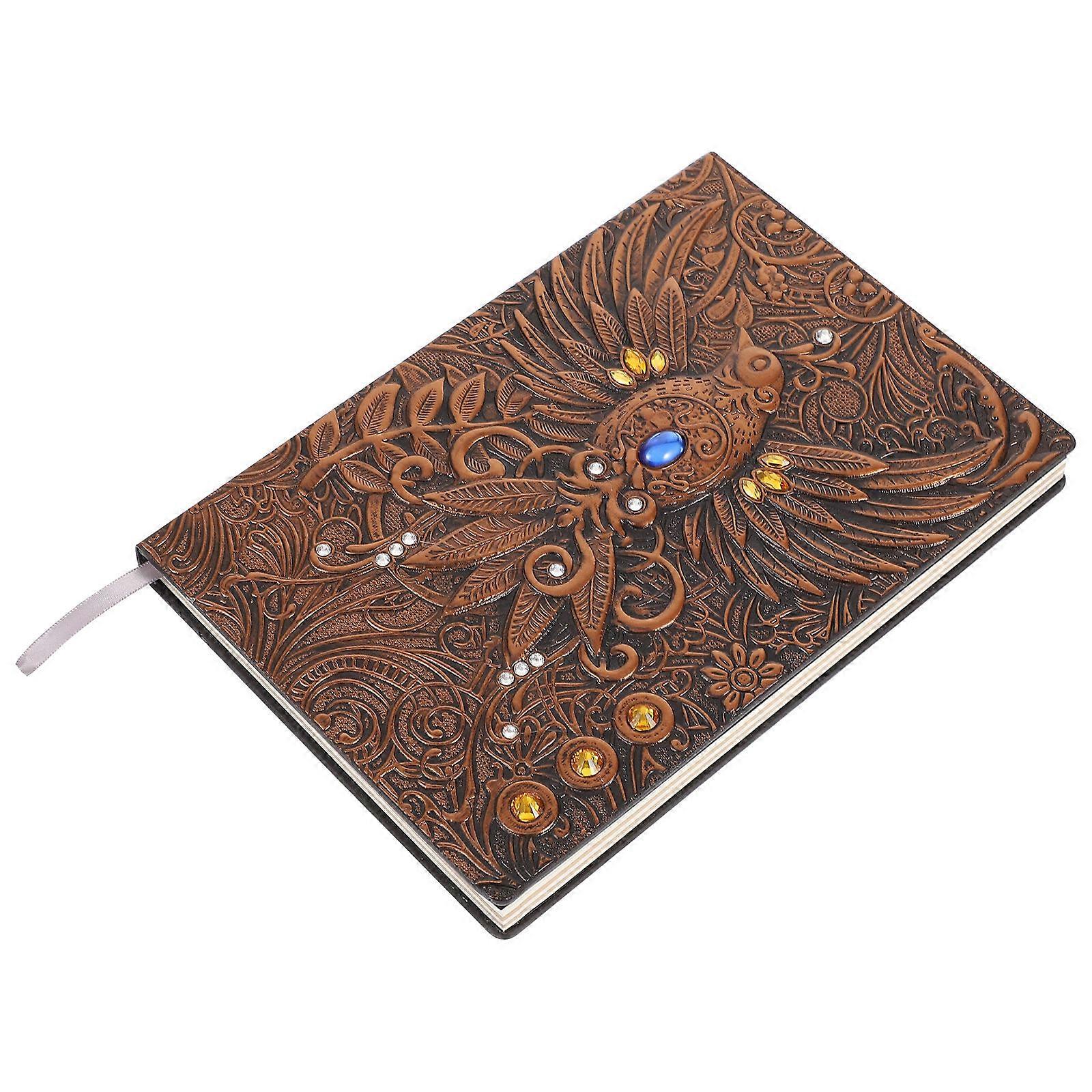 Aesthetic Retro Notebook For Office And School Use 21.3X14.7cm Coffee 3D Embossed Design 1Pack