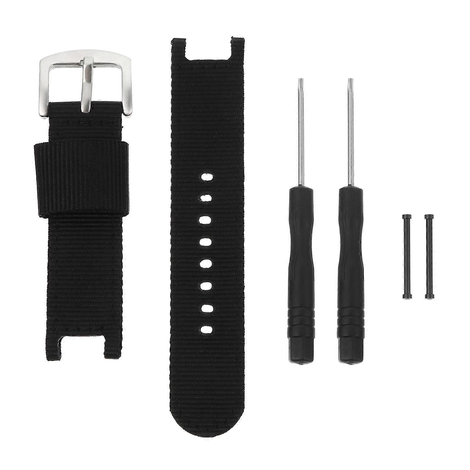 Black Nylon Canvas Watchband for Smart Watch 2Pcs Compatible