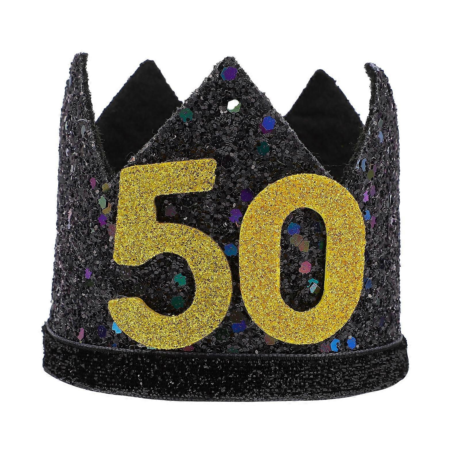 Birthday Crown Hat Decorative Hat for Party Use 2Pcs Black