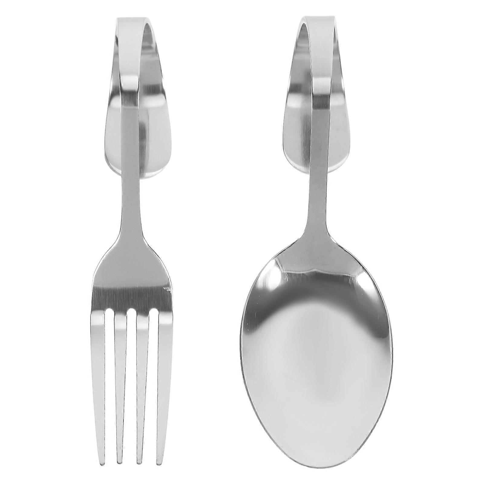 Silver Stainless Steel Spoon and Fork Set for Seafood 3Sets Kitchen Use