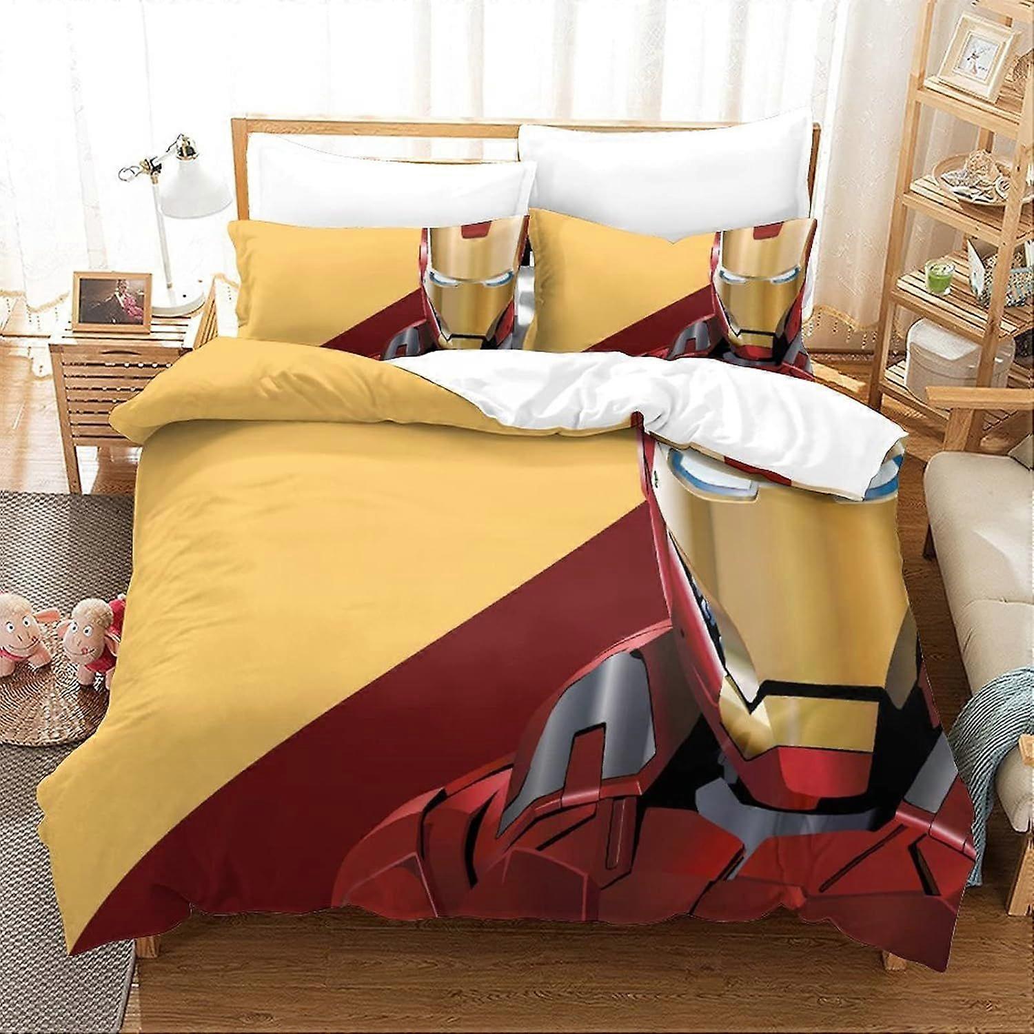 xzz535 Iron Man Duvet Cover Set Bedding Set Duvet Cover Movie Poster King 140X200CM