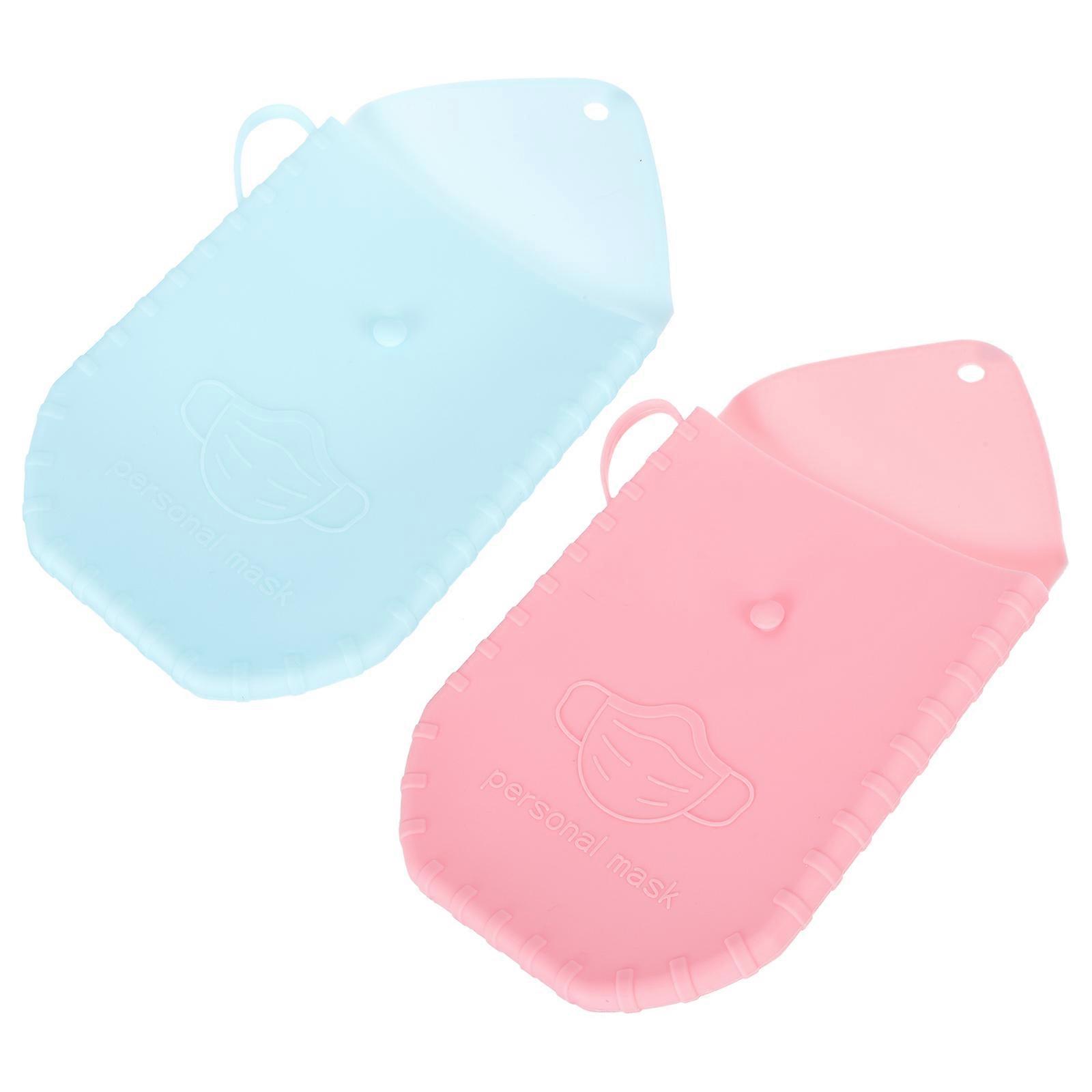 Mask Storage Bag Silicone Mask Storage Box for Storing 2Pcs Blue