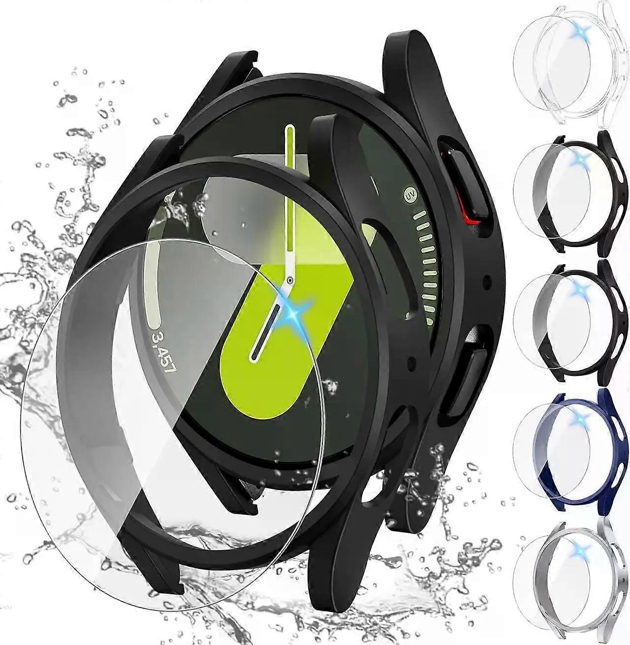 [5+5Pack] for Samsung Galaxy Watch 7 Screen Protector Case 40mm Accessories, Hard PC Bumper/HD Anti-Fog Tempered Glass Protective Film, Face Cover Set