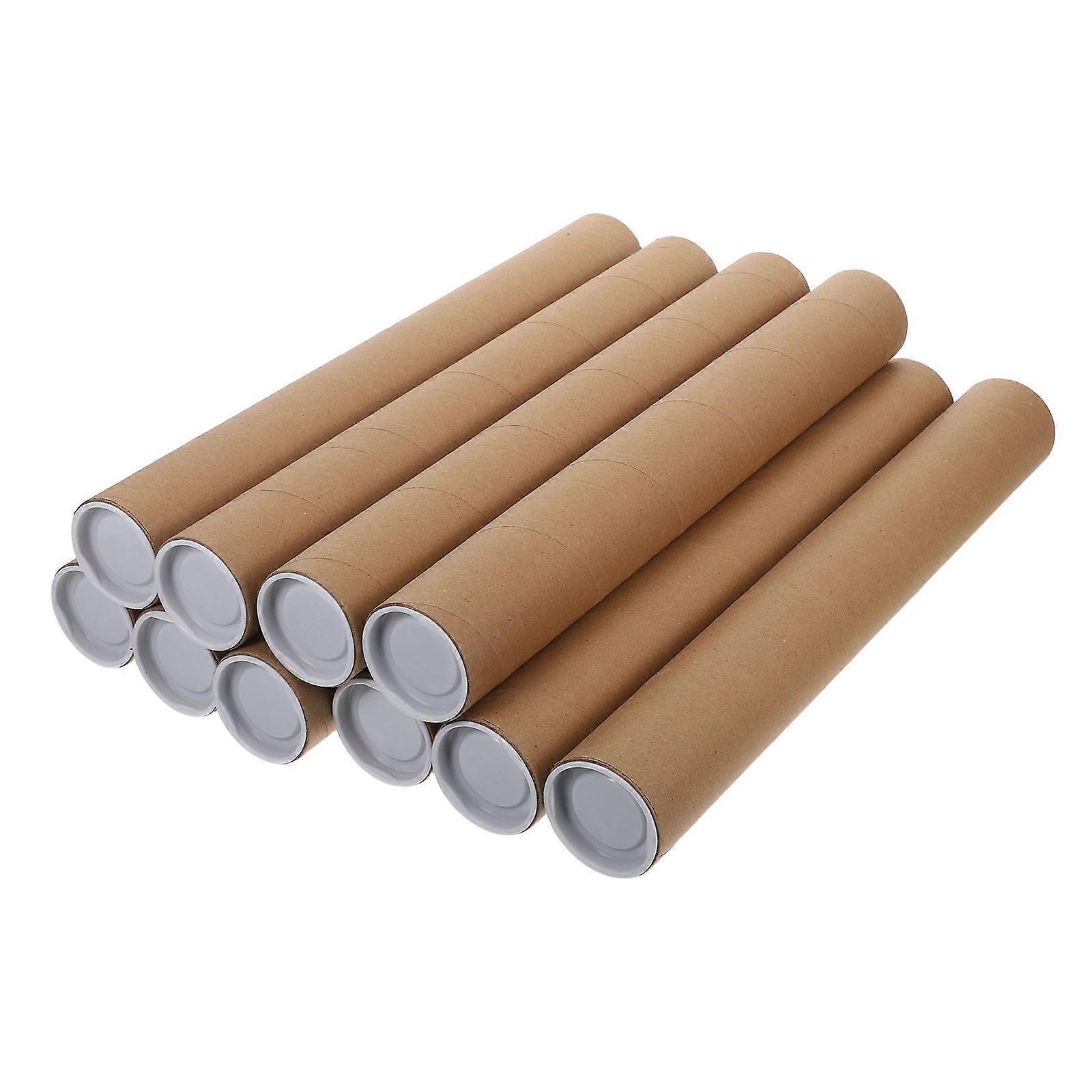 Poster Tube Brown Kraft Paper for Storage 10Pcs Mailing Tube with Caps