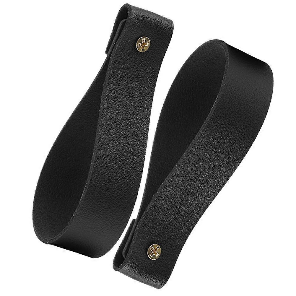 Bohemian Wall Mounted Strap Hangers for Curtain Rods and Towels 2Pcs Black