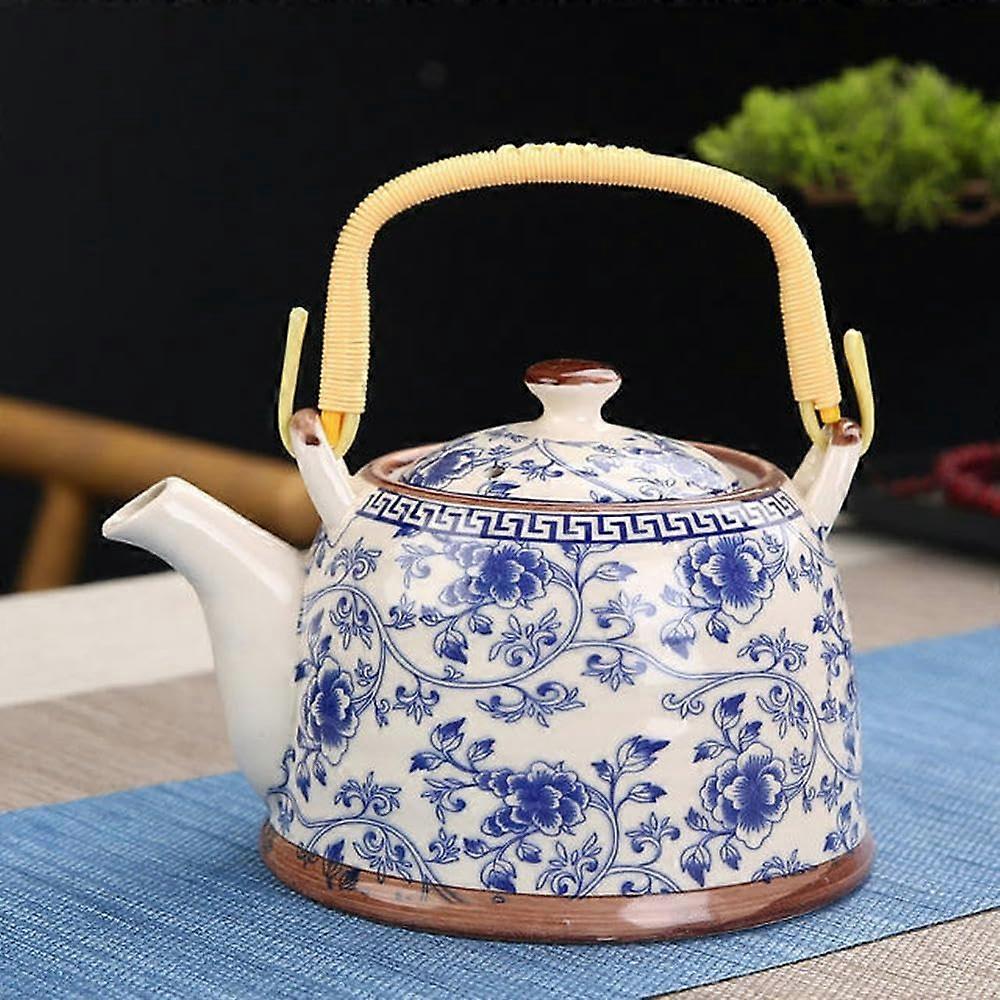 Porcelain Teapot With Strainer Net 900ml  Capacity Traditional Retro Ceramic Tea Pot For Loose Leaf Tea
