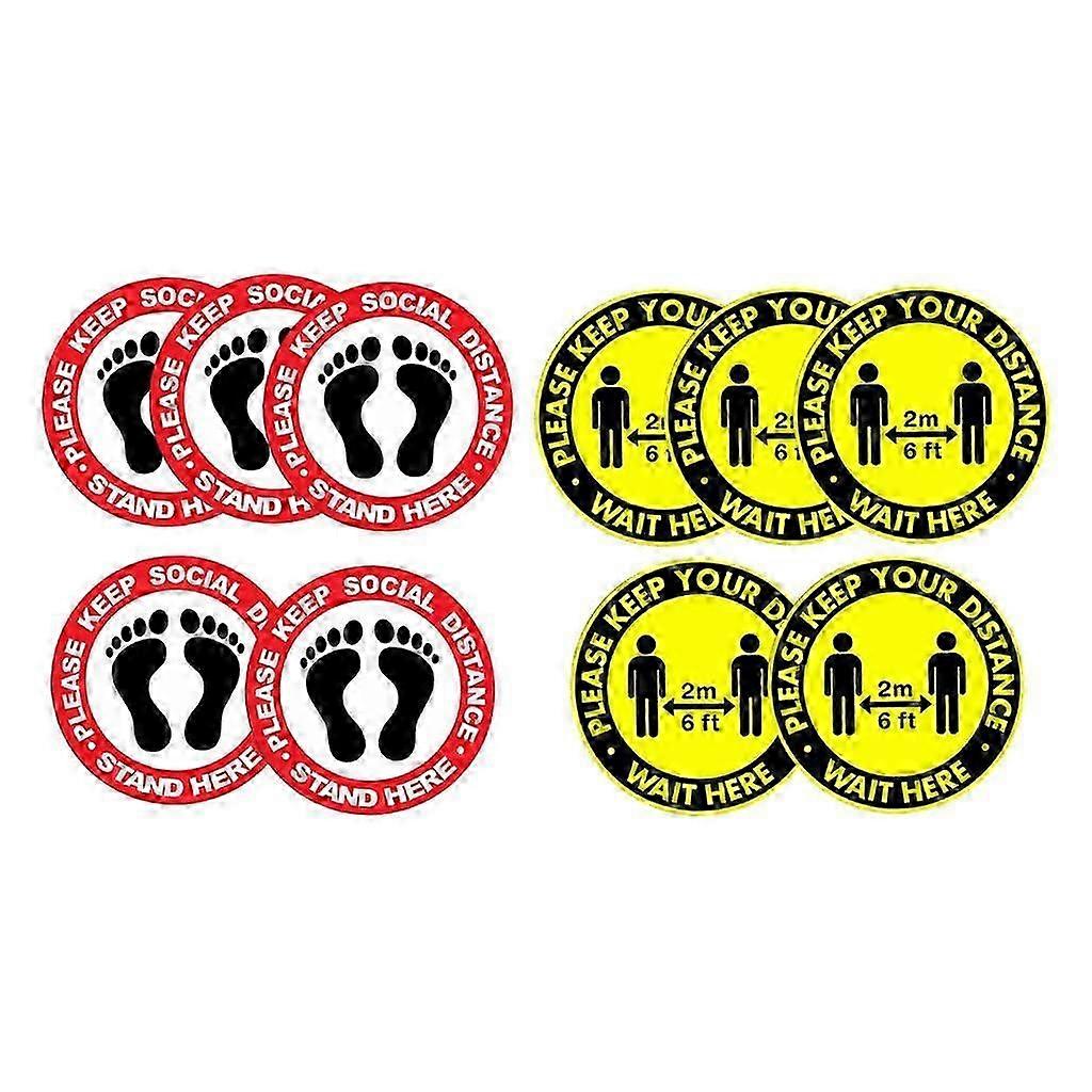 10pcs Social Distancing Floor Sticker 6ft Foot Window Notice Caution Queue