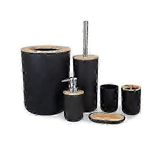 6 Pieces Bathroom Accessories, Bamboo Bathroom Accessory