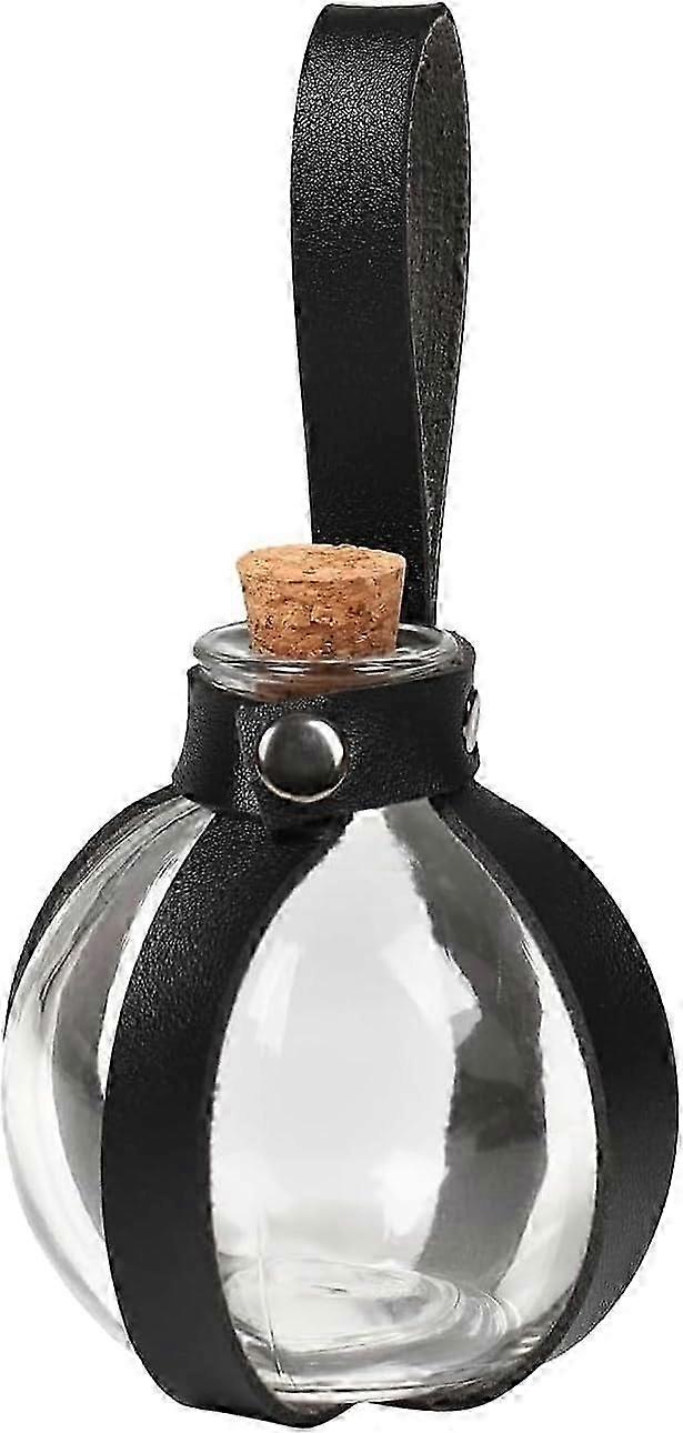 Halloween tmavý magický lektvar korková láhev kulatá kulatá skleněná láhev pro Halloween rekvizity (černá)