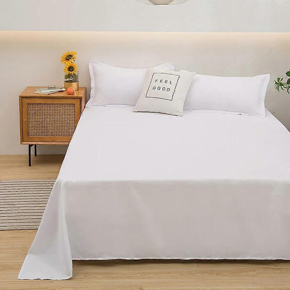 Bed Flat Sheet For Double Bed Plain Solid Color  Sheet White 180x230cm 1pc Single Queen King